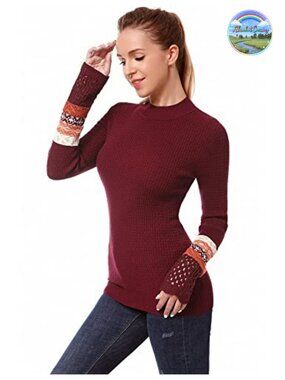 AmélieBoutik Women Fair Isle Pullover Sweater Slim Fit Long Sleeve